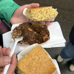 Gee’s Caribbean Kitchen - Oxtail meal Cornbread