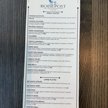The Boise Post - Menu 7/4/26 - Tapas/Small Plates Near Me - Boise, Idaho The Boise Post - Menu 7/4/26 - Tapas/Small Plates Near Me - Boise, Idaho
