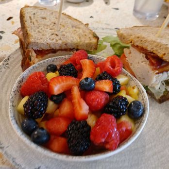 Radiance Cafe - Chicken Club sandwich with side of fruits:) - Breakfast & Brunch Near Me - S Highland, California Radiance Cafe - Chicken Club sandwich with side of fruits:) - Breakfast & Brunch Near Me - S Highland, California