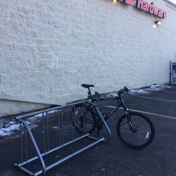 Frattallone's Hardware & Garden - The "free-floating bike rack that is impossible" to secure a bike to. Really? I think you're safe buddy.