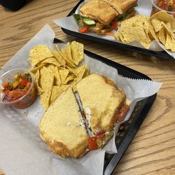 Southland Books & Cafe - Pesto Ricotta Tofu sandwich and Thai Peanut Tofu sandwich on GF AND Vegan bread from the 2024 Knoxville Vegan Chef Challenge