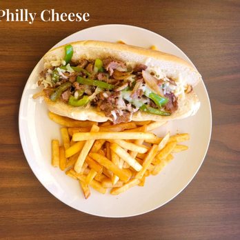 Lemon Leaf Cafe - Philly Cheese sandwich with onions and peppers. Side of French fries - Breakfast & Brunch Near Me - Largo, Florida