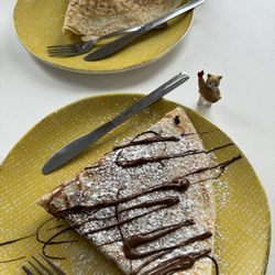 Crepes on the Row Cafe - nutella and strawberry, cheese spinach and mushroom