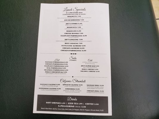 Menu photo 1 Joe's Pasta-N-Pizza Plano, TX