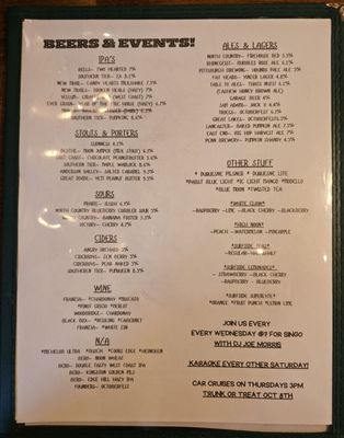 Menu photo 1 Greersburg Tavern Darlington, PA