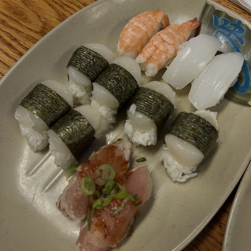 Sushi Pier - Scallop Nigiri, Salmon Nigiri, Squid Nigiri, Tuna Nigiri - Sushi Bars Near Me - Reno, Nevada Sushi Pier - Scallop Nigiri, Salmon Nigiri, Squid Nigiri, Tuna Nigiri - Sushi Bars Near Me - Reno, Nevada