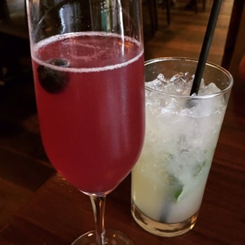 Uchi Houston - Beri cha (sparkling wine, blueberry, yuzu) and the Sake Raba (sake, mint, lime, ginger beer, yuzu). Both were really good! - Sushi Bars Near Me - Houston, Texas Uchi Houston - Beri cha (sparkling wine, blueberry, yuzu) and the Sake Raba (sake, mint, lime, ginger beer, yuzu). Both were really good! - Sushi Bars Near Me - Houston, Texas