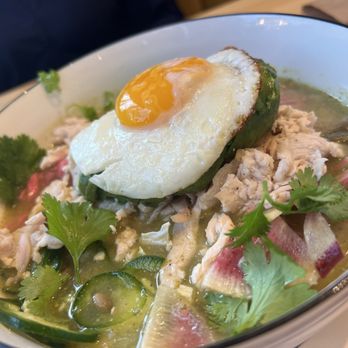 Local Foods - Chicken Posolé - brunch version with egg and avo - Sandwiches Near Me - Austin, Texas Local Foods - Chicken Posolé - brunch version with egg and avo - Sandwiches Near Me - Austin, Texas