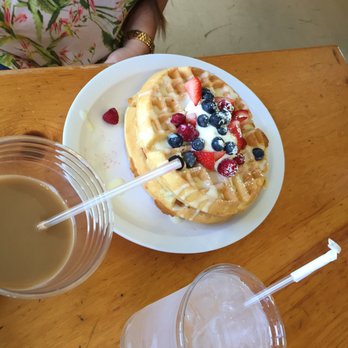 Monkey Business Cafe - Berries and cream waffles! - Sandwiches Near Me - Fullerton, California