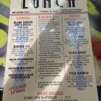 The Canvas Cafe - Menu side 1 - New American Near Me - Virginia City, Nevada The Canvas Cafe - Menu side 1 - New American Near Me - Virginia City, Nevada