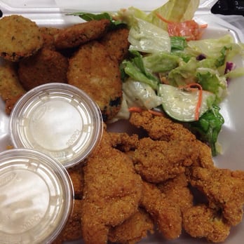 Bergeron's City Market - $9 Catfish plate (fried zucchini and tossed salad) - Southern Near Me - Baton Rouge, Louisiana