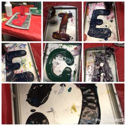 Halsema Custom Crafts - Another After School Arts Program class where we did acrylic pour on their 1st initials.