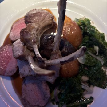 Humboldt Bay Bistro - Lamb Chops with braised kale with onions and bacon and roasted potatoes - New American Near Me - Eureka, California