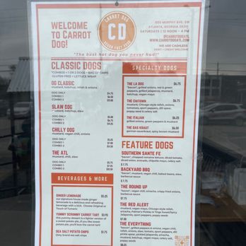 Carrot Dog - The menu. - Hot Dogs Near Me - Atlanta, Georgia Carrot Dog - The menu. - Hot Dogs Near Me - Atlanta, Georgia