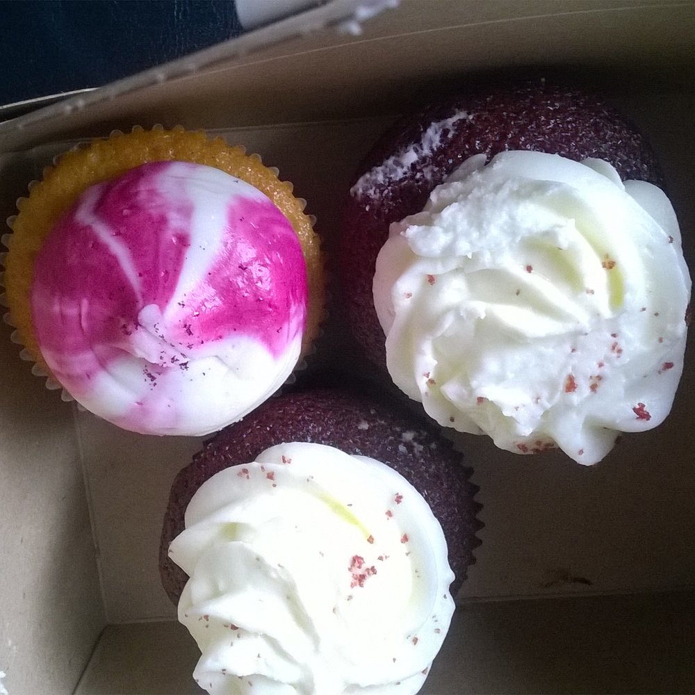 J-bird Bakery - Red velvet cupcakes and raspberry glitter cupcake. - Bakeries Near Me - Belfast, BFS