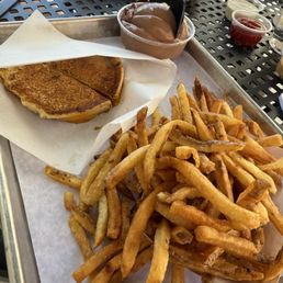 Kids grilled cheese. Came with fries, a soft drink and custard. Kids grilled cheese. Came with fries, a soft drink and custard.