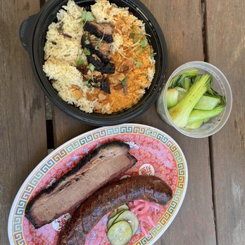 Khoi Barbecue - Beef rib curry, wok-fried bok choy, brisket, bo la lot sausage - Pop-Up Restaurants Near Me - Houston, Texas Khoi Barbecue - Beef rib curry, wok-fried bok choy, brisket, bo la lot sausage - Pop-Up Restaurants Near Me - Houston, Texas