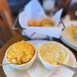 Mac and cheese and creamed corn