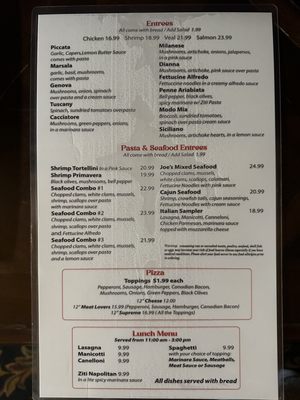 Menu photo 1 Joe’s Italian Restaurant Center, TX Menu photo 1 Joe’s Italian Restaurant Center, TX
