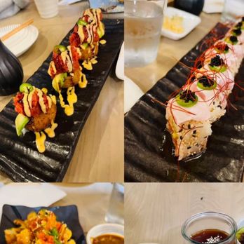 Akami Sushi - Crunchy roll , matcha brûlée,pudding hojicha, white dragon roll. - Sushi Bars Near Me - Arcadia, California