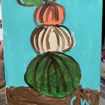 Art Moppet Studio - My 6 year olds painting of Thanksgiving pumpkins - Art Classes Near Me - Murrieta, California