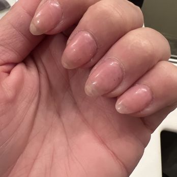 Haute Nails - This was after she tried layering "nude" on and you could still see the color she didn't take the time to full remove - Nail Salons Near Me - Murrieta, California