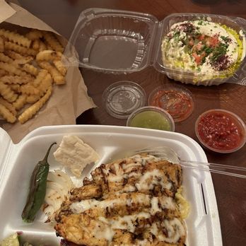 Falafelji - Chicken Kabob Plate!! So goood! Especially when you don't want gross fast food. This is so filling, reasonably priced and delicious. - Mediterranean Near Me - Lyons, Illinois