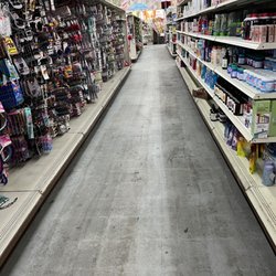 Bargain Discount Store  - Hair care / bathroom stuff aisle.
