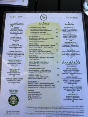 Menu photo 1 Tano Bistro Hamilton, OH