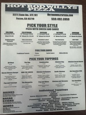 Menu photo 6 Hot Rod Willy's Pizza Fresno, CA Menu photo 6 Hot Rod Willy's Pizza Fresno, CA