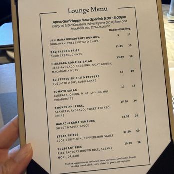 Arden Waikiki - Happy Hour menu 4/26 - Hawaiian Near Me - Honolulu, Hawaii