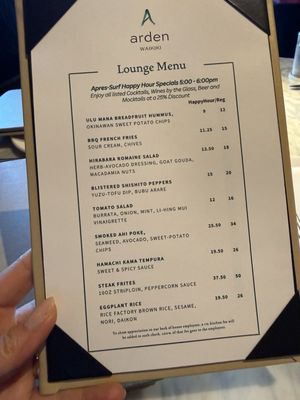 Menu photo 2 Arden Waikiki Honolulu, HI