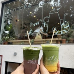 red bean matcha, mango matcha
