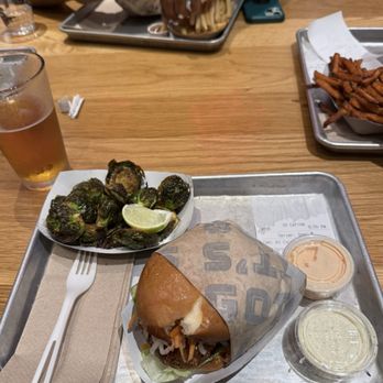 Gott's Ferry Building - Crispy Teriyaki Chicken sandwich & Fried Brussels Sprouts - Burgers Near Me - San Francisco, California