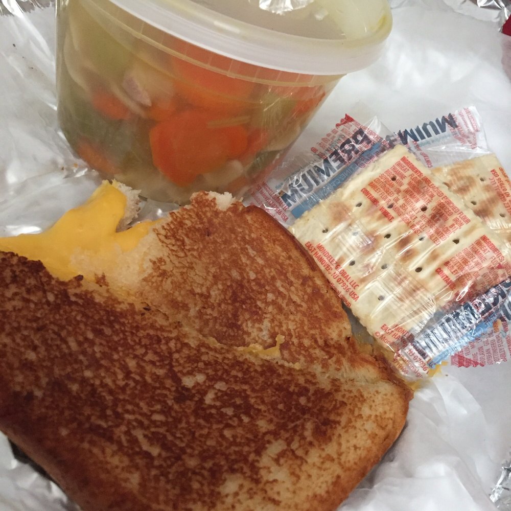 Chicken Noodle Soup with a Grilled Cheese!