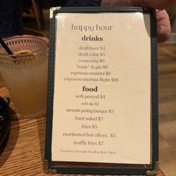Rosemary - Happy hour menu