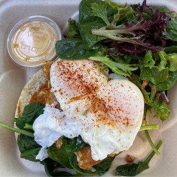 Egghead Cafe - Crab Benedict (Spinach, Crab, 2 Poached Eggs on French Bread + Hollandaise + Greens) - Coffee & Tea Near Me - Honolulu, Hawaii Egghead Cafe - Crab Benedict (Spinach, Crab, 2 Poached Eggs on French Bread + Hollandaise + Greens) - Coffee & Tea Near Me - Honolulu, Hawaii