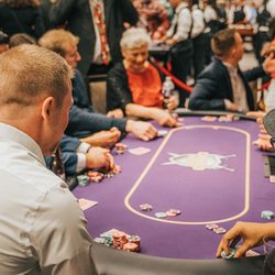 Casino Knight - Packed house enjoying the tables at the 2019 Lockheed Martin Holiday party at the Westin