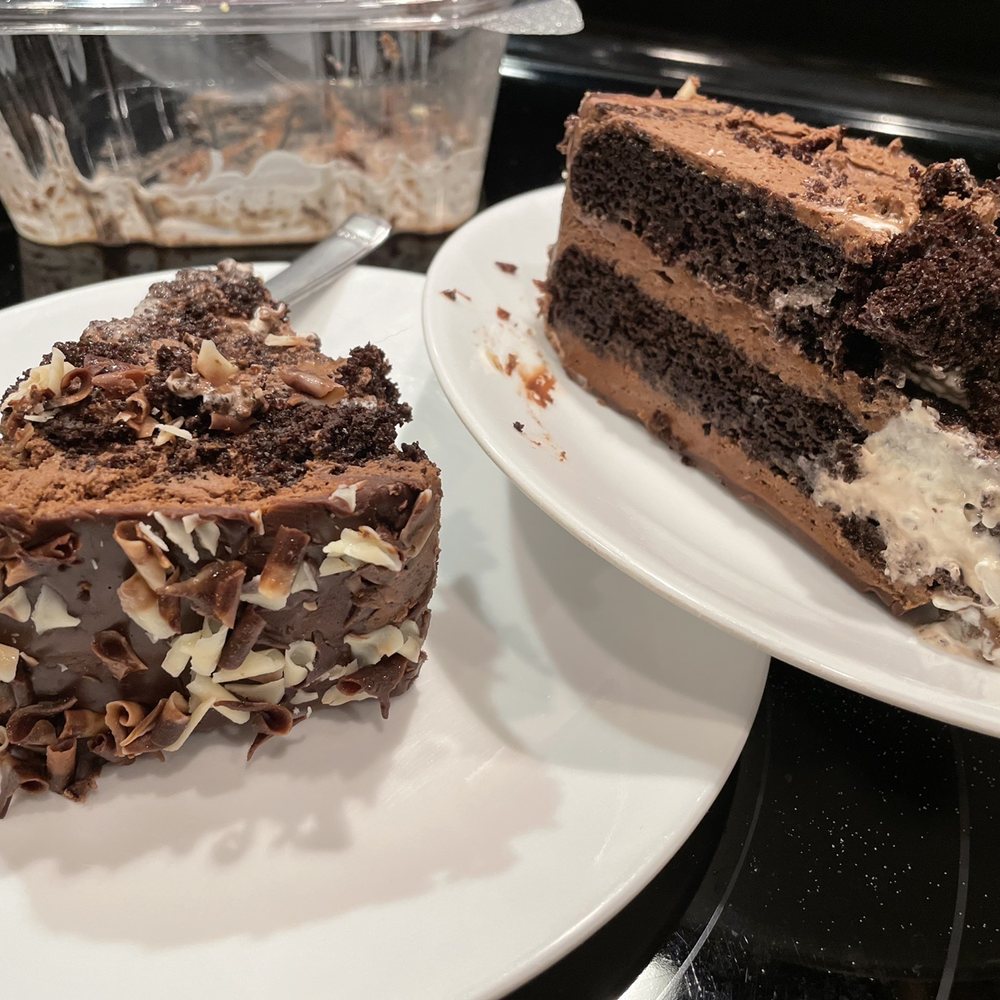 Carmine's - Ghirardelli cake leftovers (minus a slice and cut in half). If a picture is worth a thousand words, all one thousand would be yummerific. - Italian Near Me - Chicago, Illinois