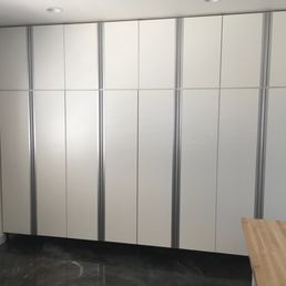 Sturdy cabinets, and a functional workbench.