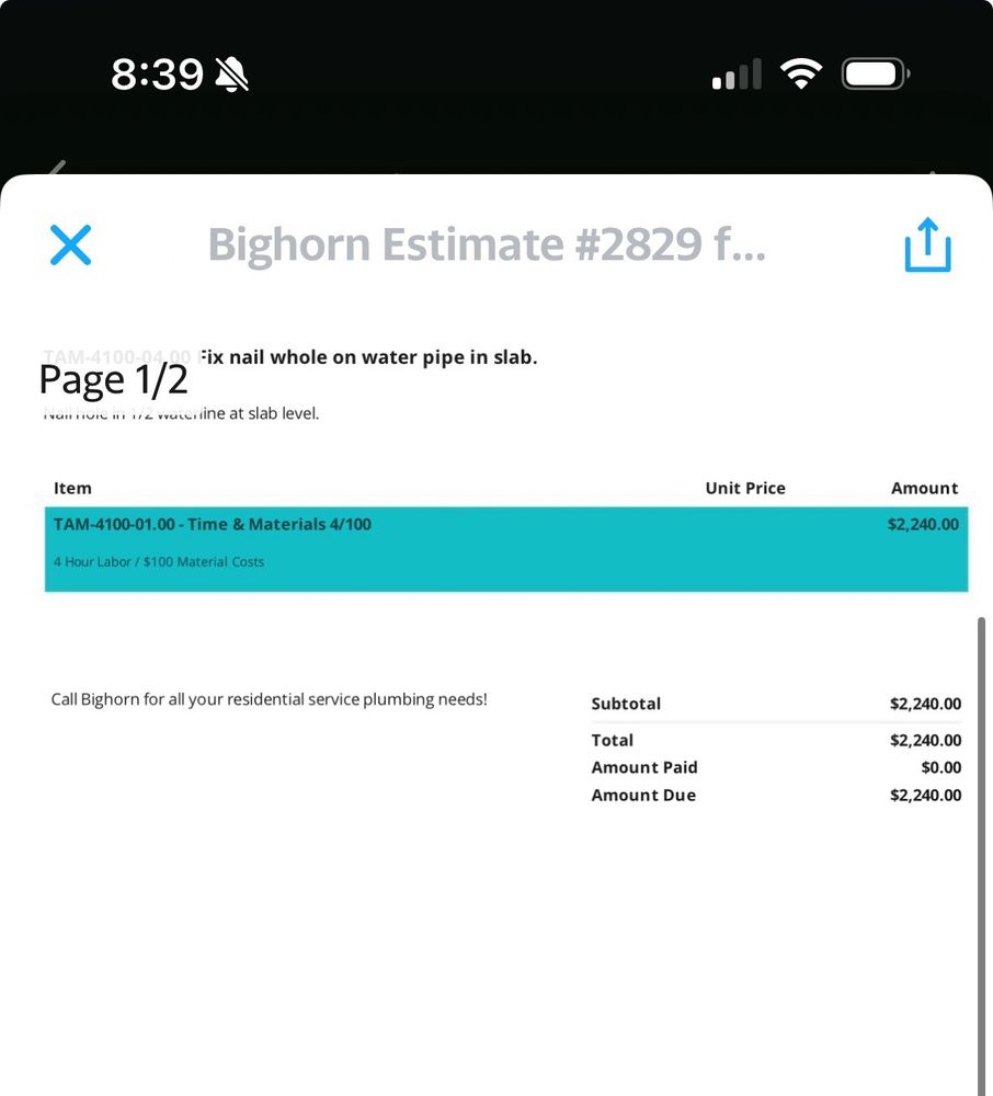 Slide of Bighorn Plumbing