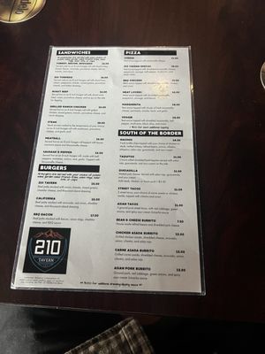 Menu photo 2 210 Tavern Rancho Cucamonga, CA