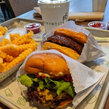 Shake Shack Buckhead - Double ShackBurger with no tomato, add pickles and chopped chilies - Burgers Near Me - Atlanta, Georgia Shake Shack Buckhead - Double ShackBurger with no tomato, add pickles and chopped chilies - Burgers Near Me - Atlanta, Georgia
