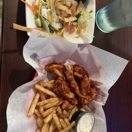 Boneless BBQ Wings, Served with Fries and Side Salad Boneless BBQ Wings, Served with Fries and Side Salad