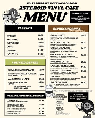 Menu photo 6 Asteroid Vinyl Cafe  Inglewood, CA