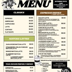 Asteroid Vinyl Cafe  - Asteroid Vinyl Café's Menu