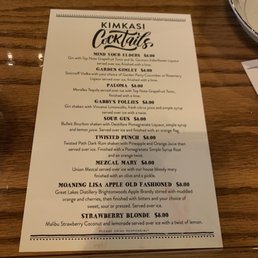 Cocktail menu Cocktail menu