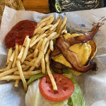 Double Dogs - Bacon cheeseburger with fries - Sports Bars Near Me - Lexington, Kentucky
