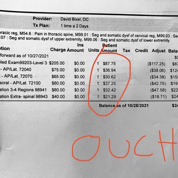 Gonstead Physical Medicine - todays visit receipt. - Chiropractors Near Me - Albuquerque, New Mexico