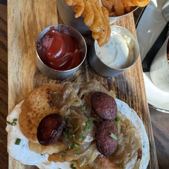 Bethlehem Barrel & Drafthouse - pierogies and kielbasa with fries (pick 2 appetizer) - Whiskey Bars Near Me - Fountain Hill, Pennsylvania